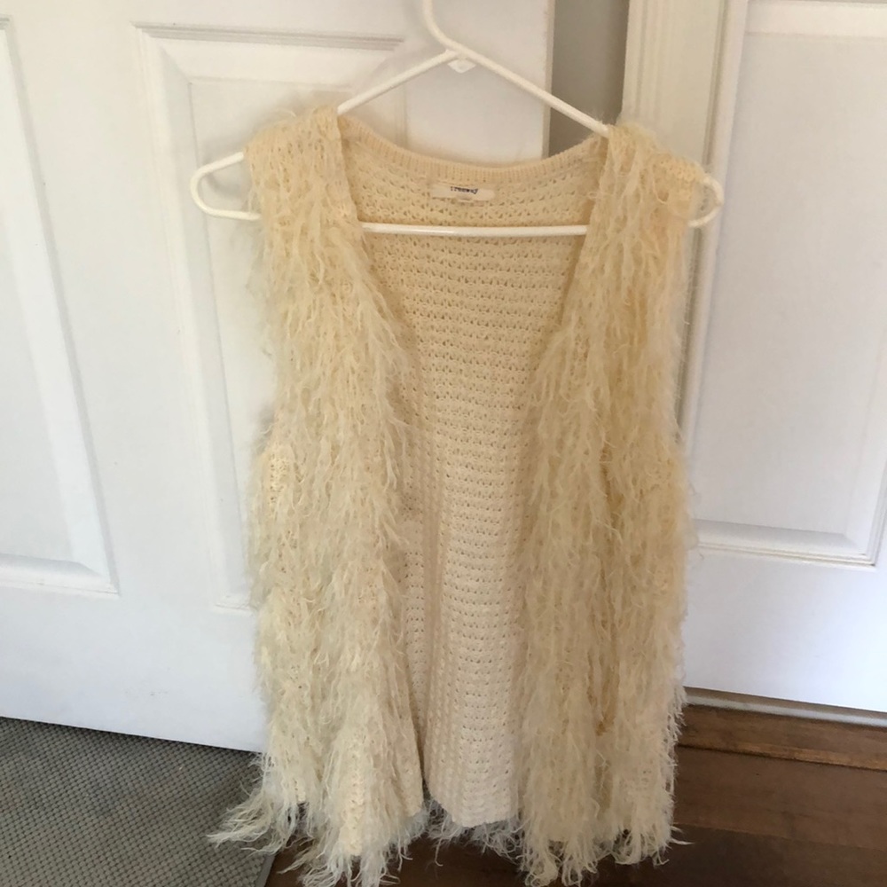 Funky cream color fringe vest